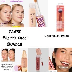TARTE Double Duty Beauty Face Tape Maneater Cheek Plump Bundle w/Free Brush
